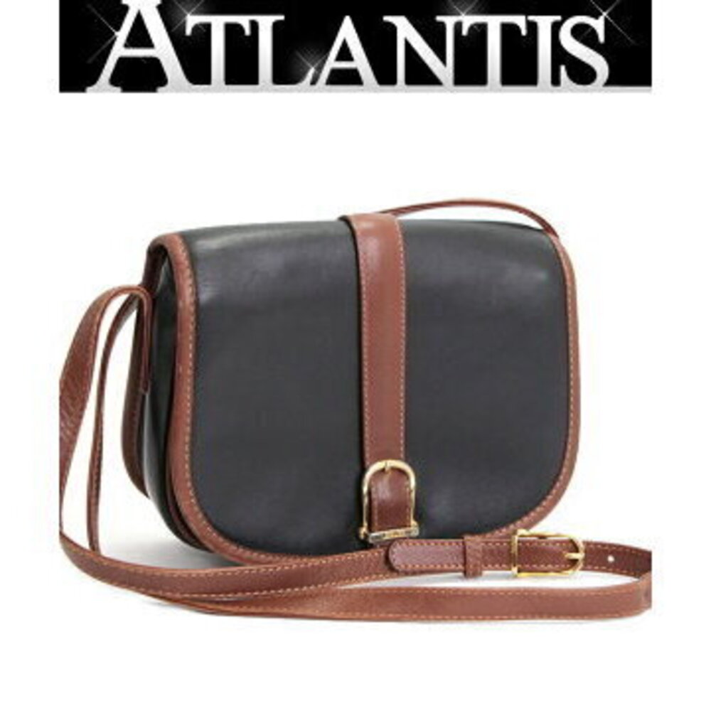 Celine Shoulder Bag Leather Black Brown